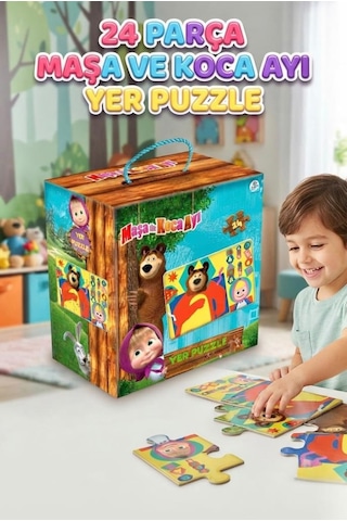 Küçük Kaşifler İçin Çocuk Odalarının Vazgeçilmezi Masa İle Koca Ayı Yer Puzzle 24 Parça Dev Puzzle