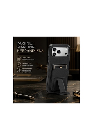 Xiaomi Redmi Note 12 Pro 5g Kılıf Flexstand Kartlıklı Silikon Kılıf Siyah