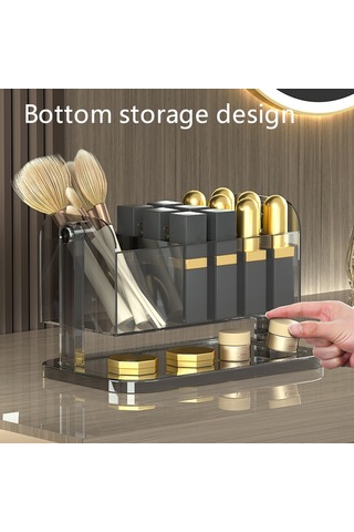 Cbtx Pet Ruj Saklama Kutusu Çok Izgaralı Tuvalet Masası Makyaj Fırçası Dudak Sır Şeffaf Organizatör - Şeffaf