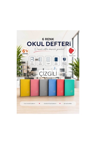 Contra Pp Kapak Spiralli 120 Yaprak A4 Çizgili 6 Adet Defter Çok Renkli