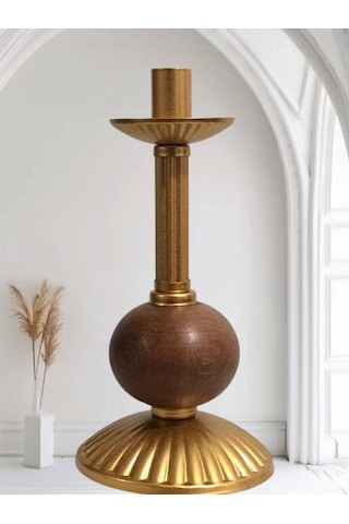 Tekli Pino Mumluk Ahşap Top Detaylı Gold Büyük