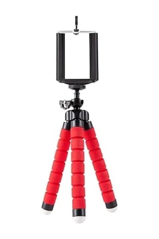 Süngerli, Elastik Ve Sabit, Dönebilen Tripod Kırmızı