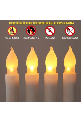 Hymark Titreyen Dekoratif Led Mum 12 Adet Alevsiz Konik Şekilli U