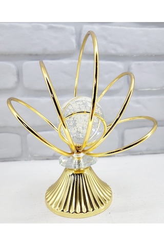 Gold Kaplama Metal Ayaklu Baloncuklu Kristal Taşlı Ev Salon Akses 1 Set