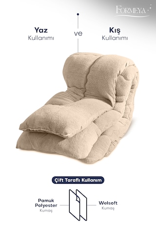 Formeya Lüx Welsoft Çift Taraflı Çift Kişilik Yorgan Bej