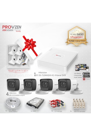 Provzen Premium Hikvision 4 Kameralı Güvenlik Kamera Seti 500gb