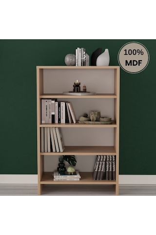 Çok Amaçlı Raflı Mdf Dolap Kitaplık Meşe