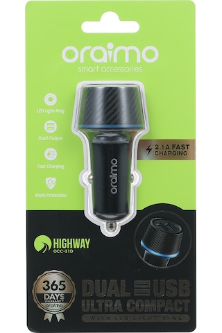 Yifomall Araç Şarj Cihazı, 2 Usb Port, Hızlı Şarj Teknolojisi, 5v/2.4a, Surge Koruma, Led Işık, Siyah, 12-24v Giriş