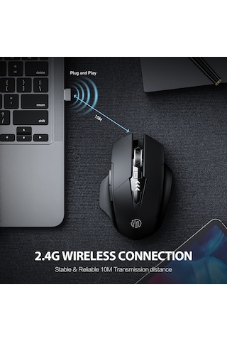 Inphic M6P Kablosuz Ergonomik 2.4G Sessiz Pil Göstergeli Mouse