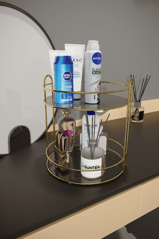 Suntel Banyo Kozmetik Takı Düzenleyici Çok Amaçlı Organizer 2 Katlı Servis Sunum Tepsisi Ikramlık