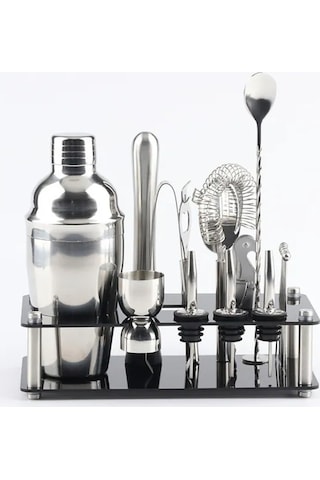 Pazly Akrilik Montajlı 18'lilik Kokteyl Çalkalayıcı Seti 350ml, Mutfak Ekipmanı, Profesyonel Barmen Seti