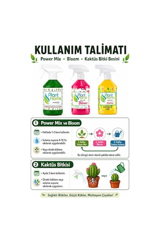 Bitki Besini Üçlü Set Power Mix Bloom Kaktüs 3x500 ml