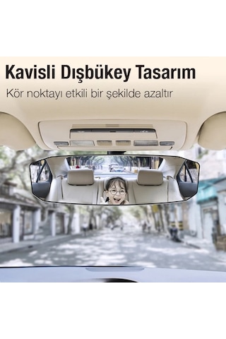 Ally Sd-2415 Kavisli Dışbükey Geniş Açılı Araç Dikiz Aynası 299x90mm- 5775 Siyah