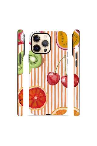 Apple iPhone Uyumlu 14 Pro Max Vorian Çift Katmanlı Magsafe Kılıf Tutti Frutti Stripe