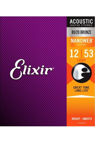 Elixir 012-053 Nanoweb Bronz Akustik Gitar Teli 11052 Elixir 012-053 Nanoweb Bronz Akustik Gitar Teli 11052