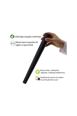 Ahşap Ayak 35 Cm Siyah M8 Civatalı Bağlantı Aparatlı Mobilya Tabure Sehpa Masa Destek Ayağı Siyah