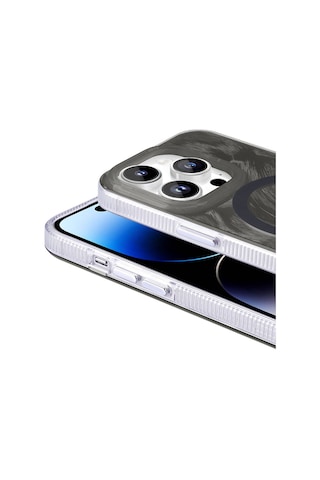 Apple Uyumlu iPhone 14 Pro Max Kılıf Magsafe Şarj Özellikli Fırça Boya Desenli Tchs Palet Kapak - Mor Mor