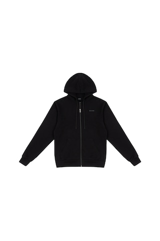 Beord Siyah Pamuk Kapüşonlu Fermuarlı Sweatshirt Bzt1-135