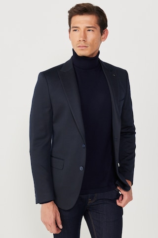 AC&Co / Altınyıldız Classics Erkek Lacivert Slim Fit Dar Kesim Kırlangıç Yaka Desenli Ceket Lacivert