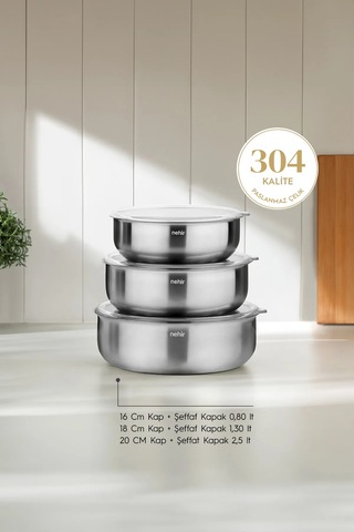 Nehir Premium 52 Parça Paslanmaz Çelik Çeyiz Seti Gümüş