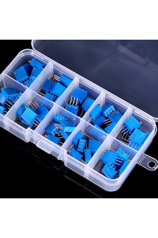 Aubyhe Voltaj Ve Akım Regülasyonu İçin 10 Farklı Değerli 500ω-1mω 50 Adet Çok Turlu Ayar Resistör Seti