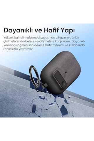 Airpods 4 İle Uyumlu Fabric Serisi Özel Kilitli Tasarım Ve Kumaş Yüzeyli Kılıf Darbelere Karşı Koruyucu Kapak Gri, Airpods 4