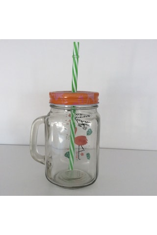 Flamingo Figürlü Limonata Kavanozu Çok Renkli