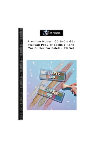 Premium Modern Görünüm Göz Makyajı Popüler Seçim 8 Renk Yaz Glitter Far Paleti - 2'li Set Çok Renkli