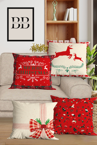 Belle Benoit Yılbaşı Baskılı Runner & Koltuk Kırlent Kılıfı Set