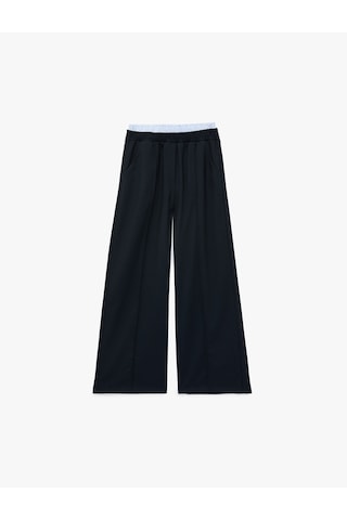 Koton Beli Lastikli Cepli Viskon Karışımlı Geniş Paça Pantolon Lacivert 6skg40071aw Lacivert