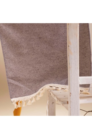 Vivamaison Bordo Düz Püsküllü Pamuk Kumaş 45X150 CM Runner