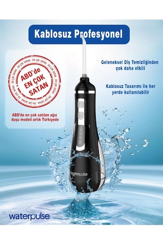 WaterPulse WP-V500-B Taşınabilir Şarjlı Masajlı Diş Protez Bakım ve Ağız Duşu