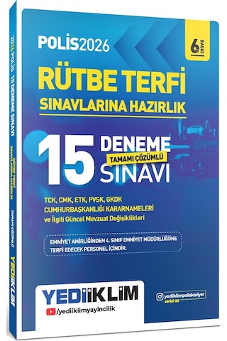 Yediiklim 2026 Polis Rütbe Terfi Sınavlarına Hazırlık Tamamı Çözümlü 15 Deneme Sınavı