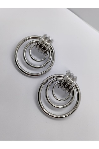 Sapphire Store Gümüş Renk 3 Halka Küpe Gümüş