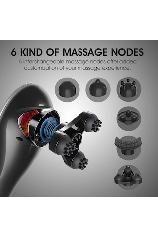 Eragon Handheld 6 Modes Boyun Bel Sırt Karın Bacak Vücut Masaj Aleti Gri