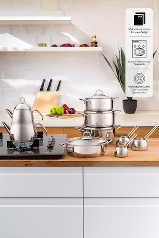 Emsan Batu 14 Parça Çelik Çeyiz Seti Gümüş