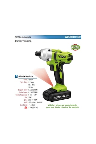Vido Wd040410180 18v Akülü Darbeli Vidalama