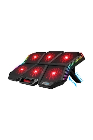Rgb Led 6 Fanlı Notebook Soğutucu Fan Kontrollü 2 Usb 7 Kademeli
