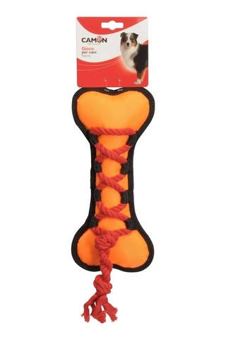 Camon Örgülü İpli Polyester Kemik Şeklinde Eğlenceli Köpek Oyuncağı 30 Cm