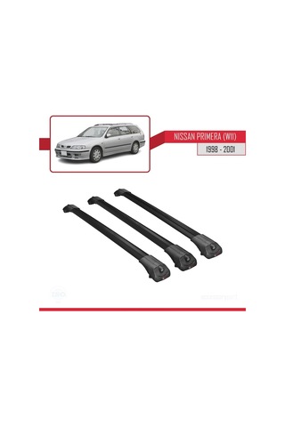 Nissan Primera W11 1998-2001 Arası İle Uyumlu Ace-1 Ara Atkı Tavan Barı Siyah 3 Adet Bar