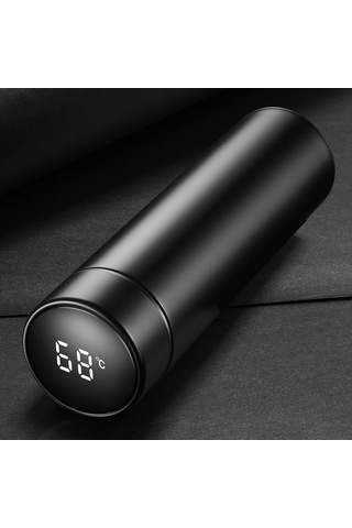 Hangfox 500ml Akıllı Sıcaklık Gösterici Termos Bardak - Dokunmatik Lcd Ekranlı - 304 Paslanmaz Çelik - Gezgin Sıcak/soğuk Su İçmecesi Siyah Siyah
