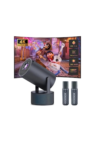 Bluetooth Hoparlörlü Akıllı Projektör Kablosuz Karaoke Mikrofonlu