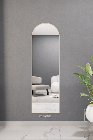 Dekoratif Ayna Mdf Oval Boy Ayna Duvar Aynası 165x45 Gold 166 X 50 Gold