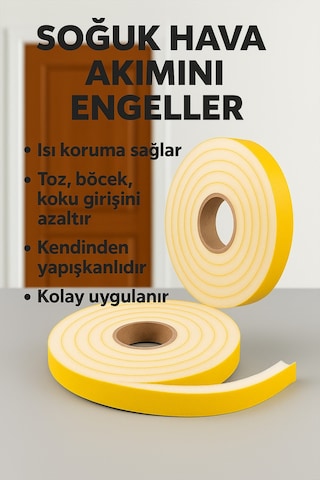 4 Adet X 2,5 Metre 10 Metre Yapışkanlı Kapı Bandı Isı Ve Ses Yalıtım Süngeri Soğuk Ve Toz Geçirmez 25 M