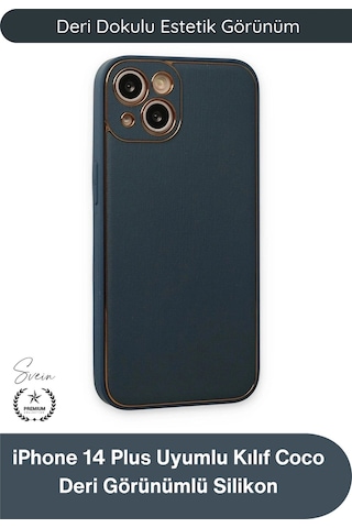 Kılıf iPhone 14 Plus Uyumlu Kılıf Coco Deri Görünümlü Silikon Kapak Darbe Emici Esnek Yumuşak Koruy Yeşil