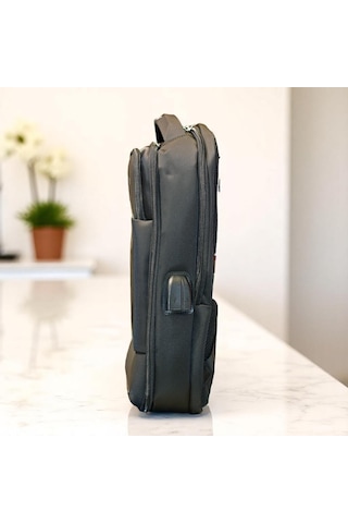 Orta Boy Laptop Gözlü Sert Kasalı Sırt Çantası Baggaj S24132 Siyah - Gri