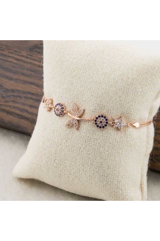 925 Ayar Gümüş Rose Nazar Boncuklu Yusufçuk Kadın  Bileklik