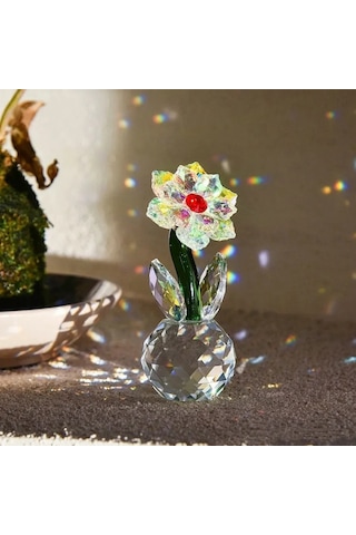 Yaleker Renkli Ayçiçeği Desenli Kristal Güneş Yakalayıcı - Dekoratif Ve Hediyelik