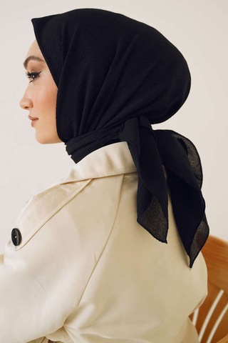 Seva Kadın Tesettür Mio Caz Jazz Eşarp Hijap Modeli Siyah