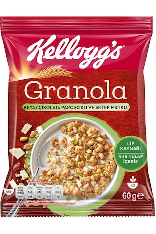 Kellogg's Beyaz Çikolata Parçacıklı Antep Fıstıklı Granola 10 x 60 G